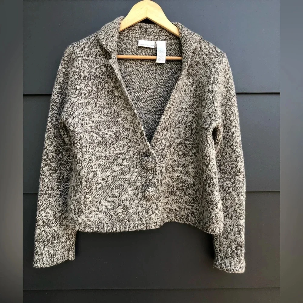 Cropped Wool mix Cardigan - Acrylic/wool mix - two-tone yarn - XL - Picture 2 of 8